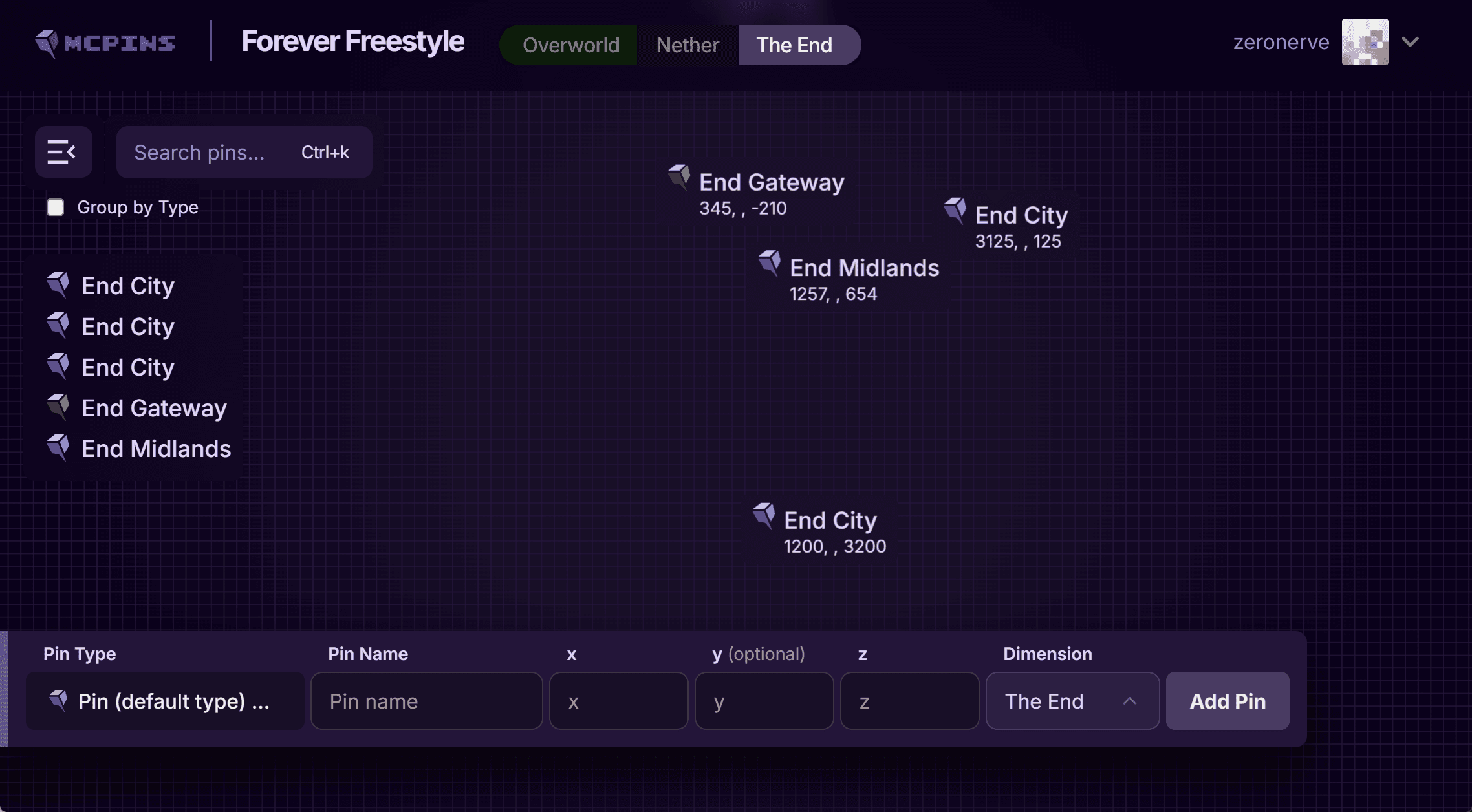 end map in dark theme
